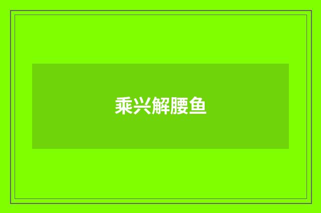 乘兴解腰鱼