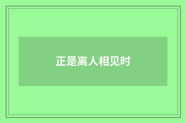 正是离人相见时