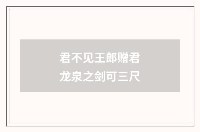 君不见王郎赠君龙泉之剑可三尺