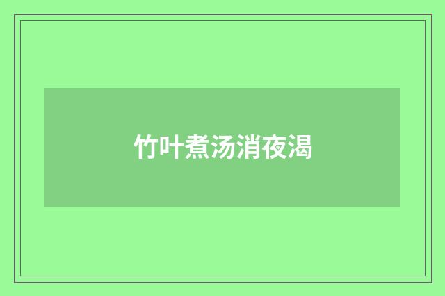 竹叶煮汤消夜渴