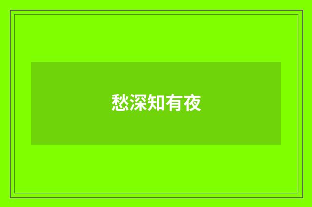 愁深知有夜