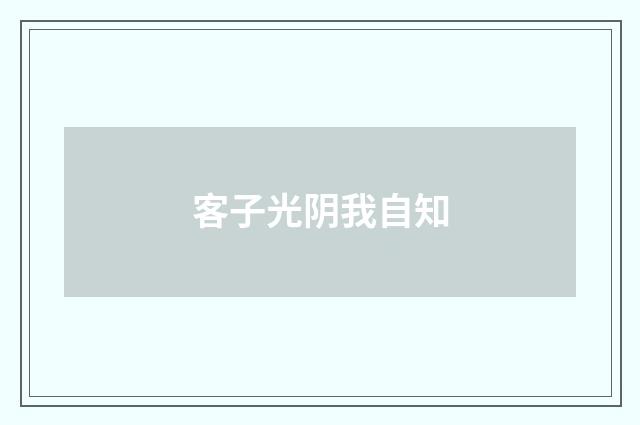 客子光阴我自知
