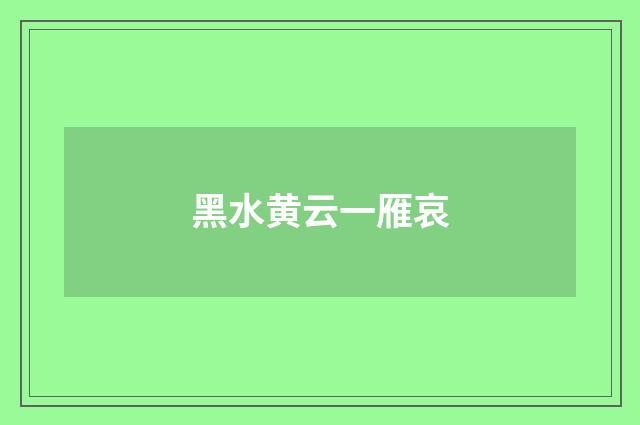 黑水黄云一雁哀