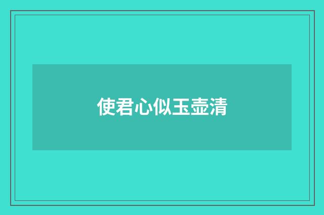 使君心似玉壶清