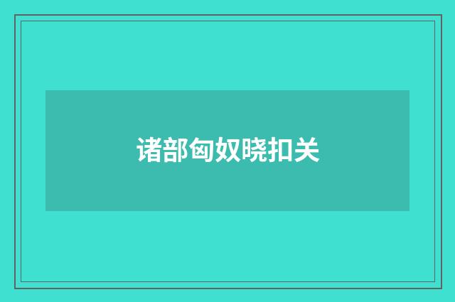 诸部匈奴晓扣关