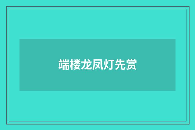 端楼龙凤灯先赏