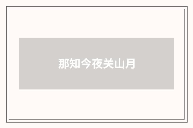 那知今夜关山月