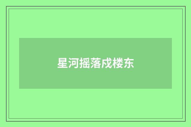 星河摇落戍楼东