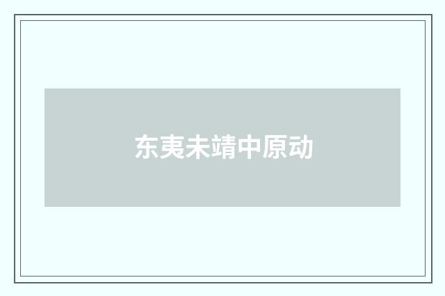 东夷未靖中原动