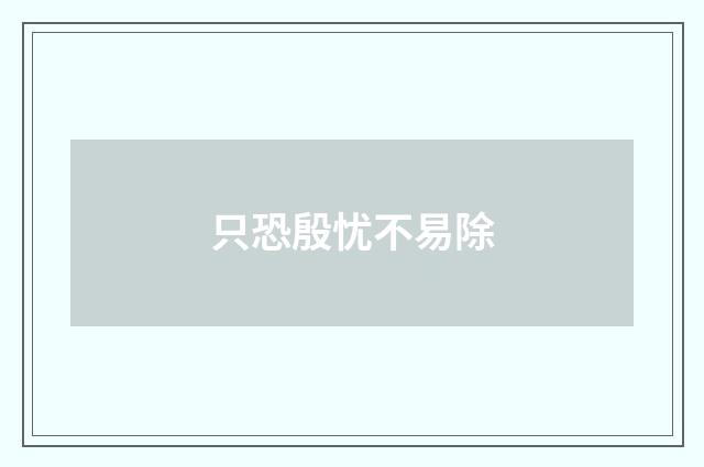 只恐殷忧不易除
