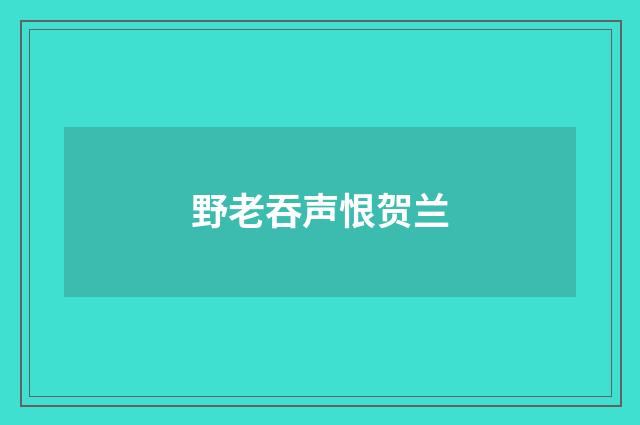 野老吞声恨贺兰