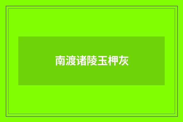 南渡诸陵玉柙灰