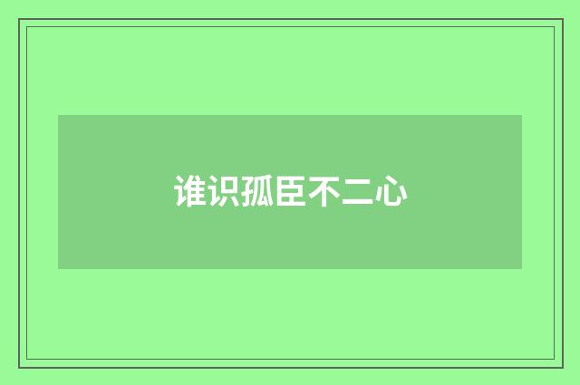 谁识孤臣不二心