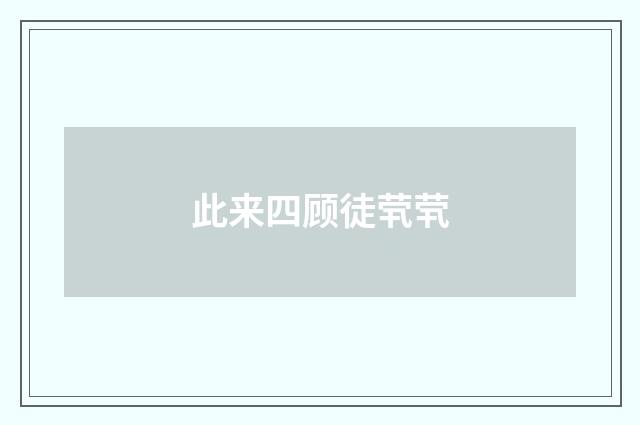 此来四顾徒茕茕