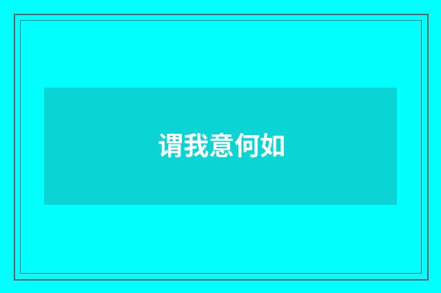 谓我意何如