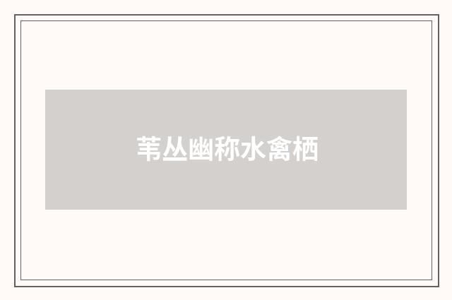 苇丛幽称水禽栖