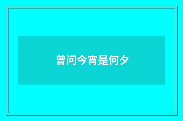 曾问今宵是何夕