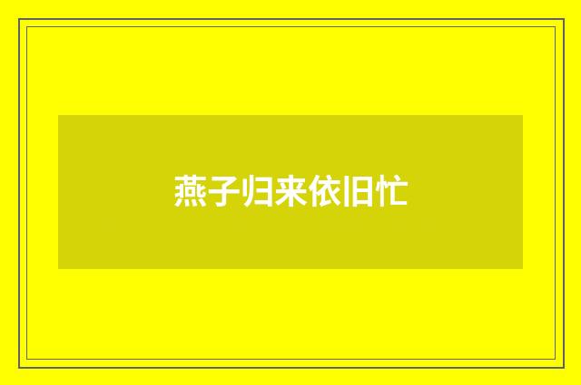 燕子归来依旧忙