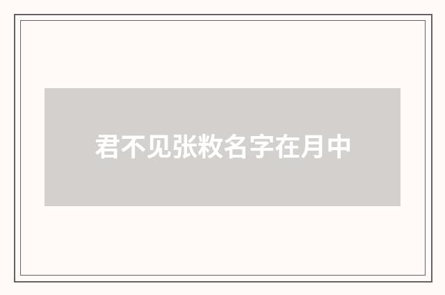 君不见张敉名字在月中