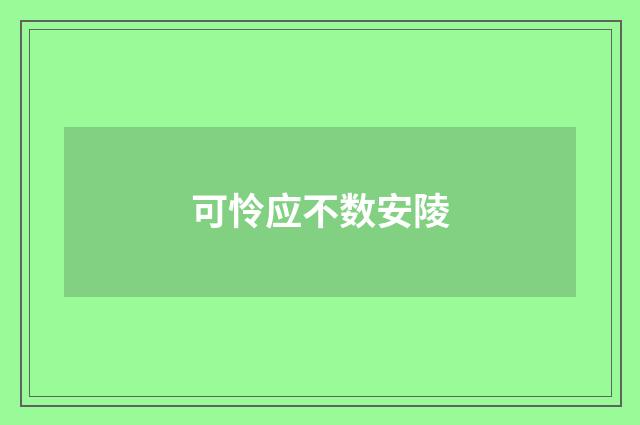 可怜应不数安陵