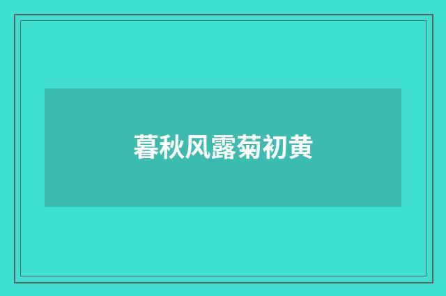 暮秋风露菊初黄