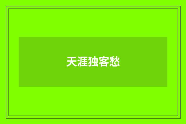 天涯独客愁