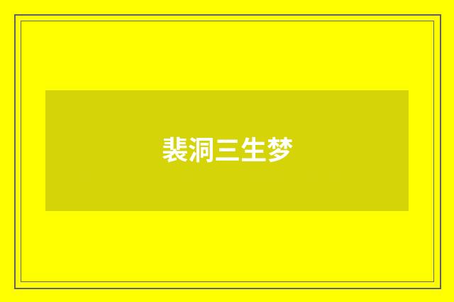 裴洞三生梦