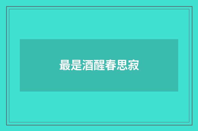 最是酒醒春思寂
