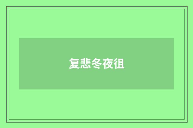 复悲冬夜徂