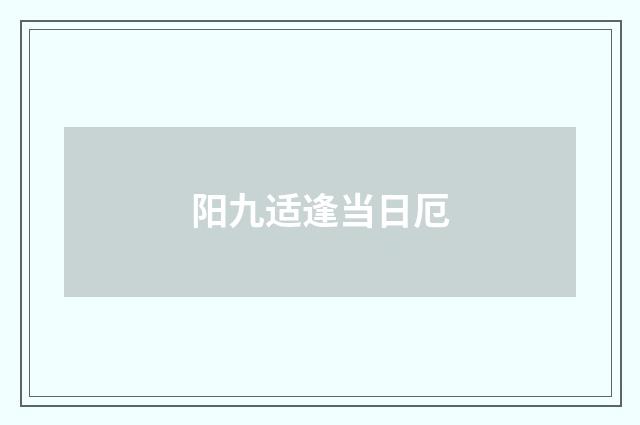 阳九适逢当日厄