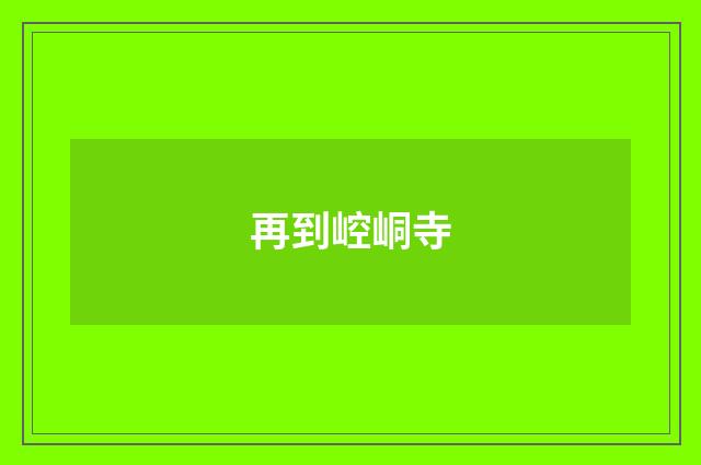 再到崆峒寺