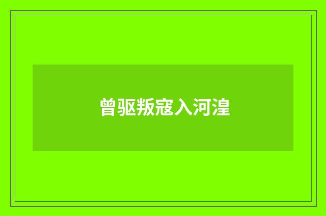 曾驱叛寇入河湟