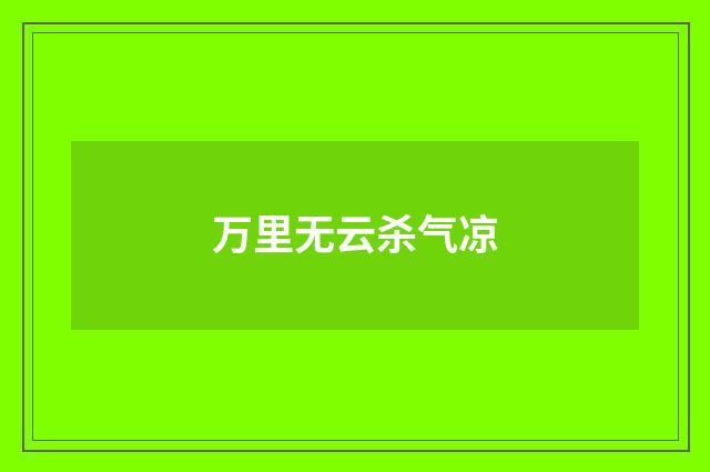 万里无云杀气凉
