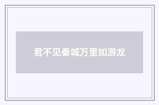 君不见秦城万里如游龙