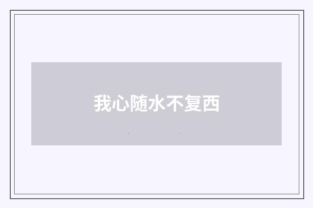 我心随水不复西