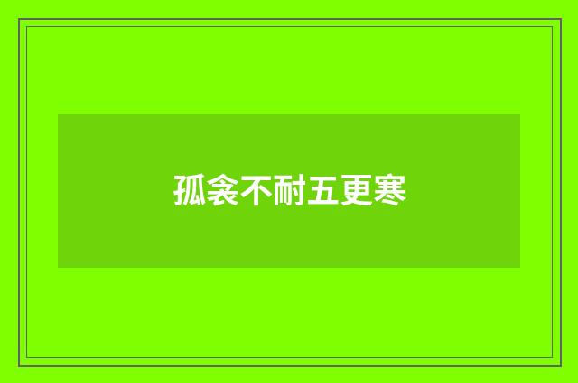 孤衾不耐五更寒