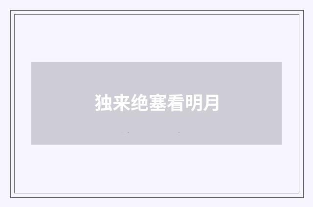 独来绝塞看明月