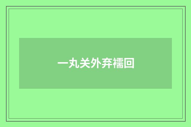 一丸关外弃襦回