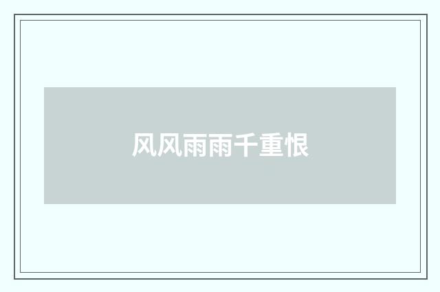 风风雨雨千重恨