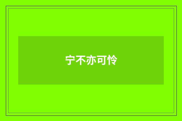 宁不亦可怜
