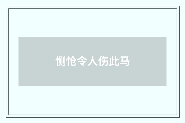 恻怆令人伤此马