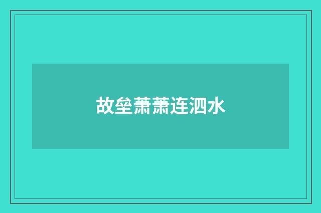 故垒萧萧连泗水