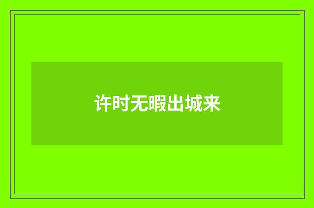 许时无暇出城来