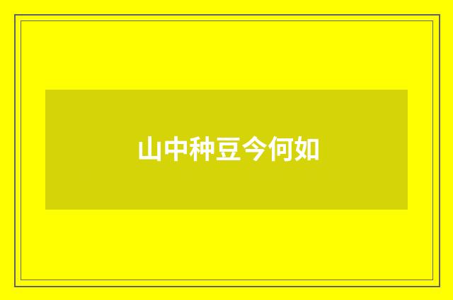山中种豆今何如