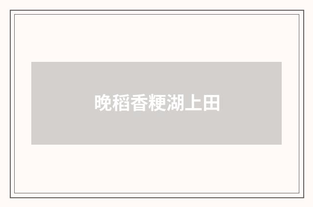 晚稻香粳湖上田