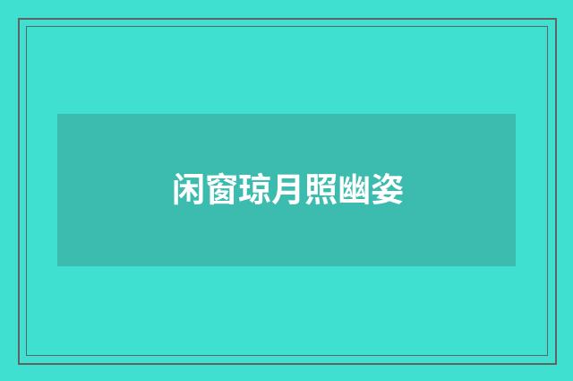 闲窗琼月照幽姿