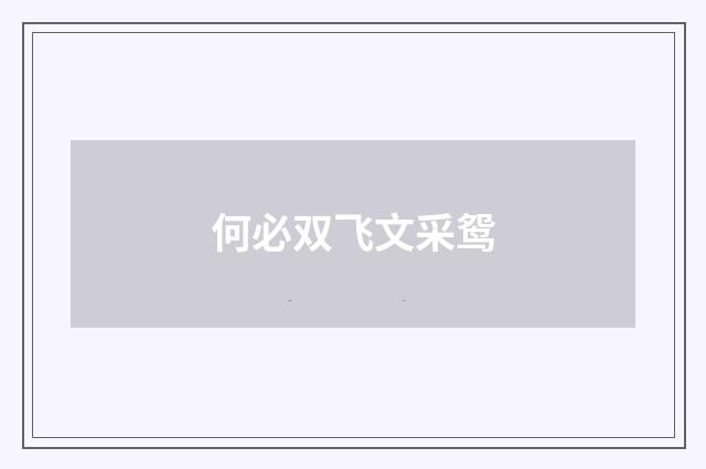何必双飞文采鸳