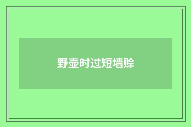 野壶时过短墙赊