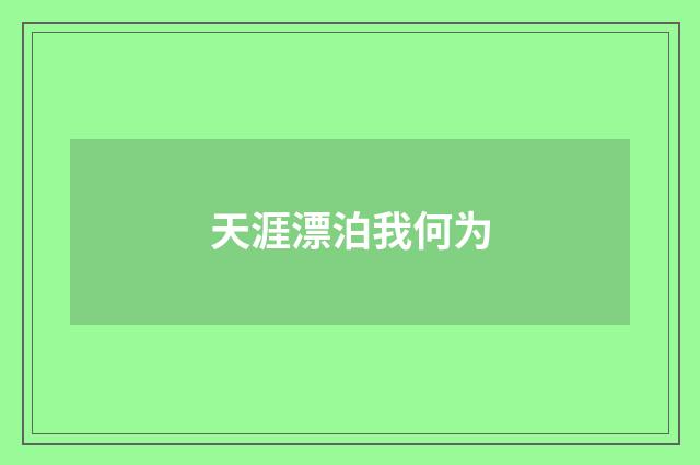 天涯漂泊我何为