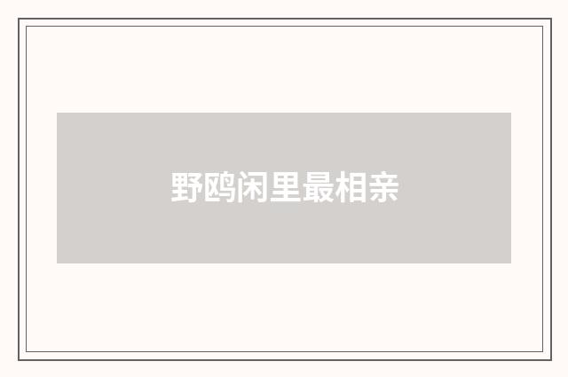 野鸥闲里最相亲